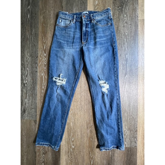 Dear John Denim - Dear John Jeans Womens 27 Blue Distressed Straight Leg High Rise Denim Pants